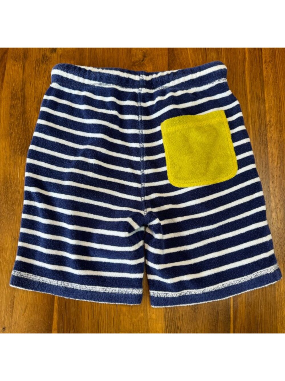 MINI BODEN Toweling Shorts Boys 7 7Y 122cm Blue White Striped Terry Cloth Short - Picture 2 of 7